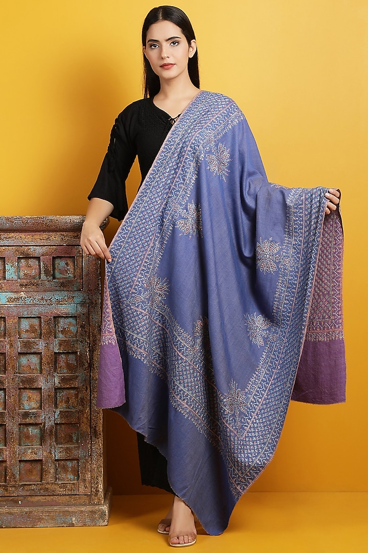 Periwinkle Blue Handwoven Shawl by Dusala