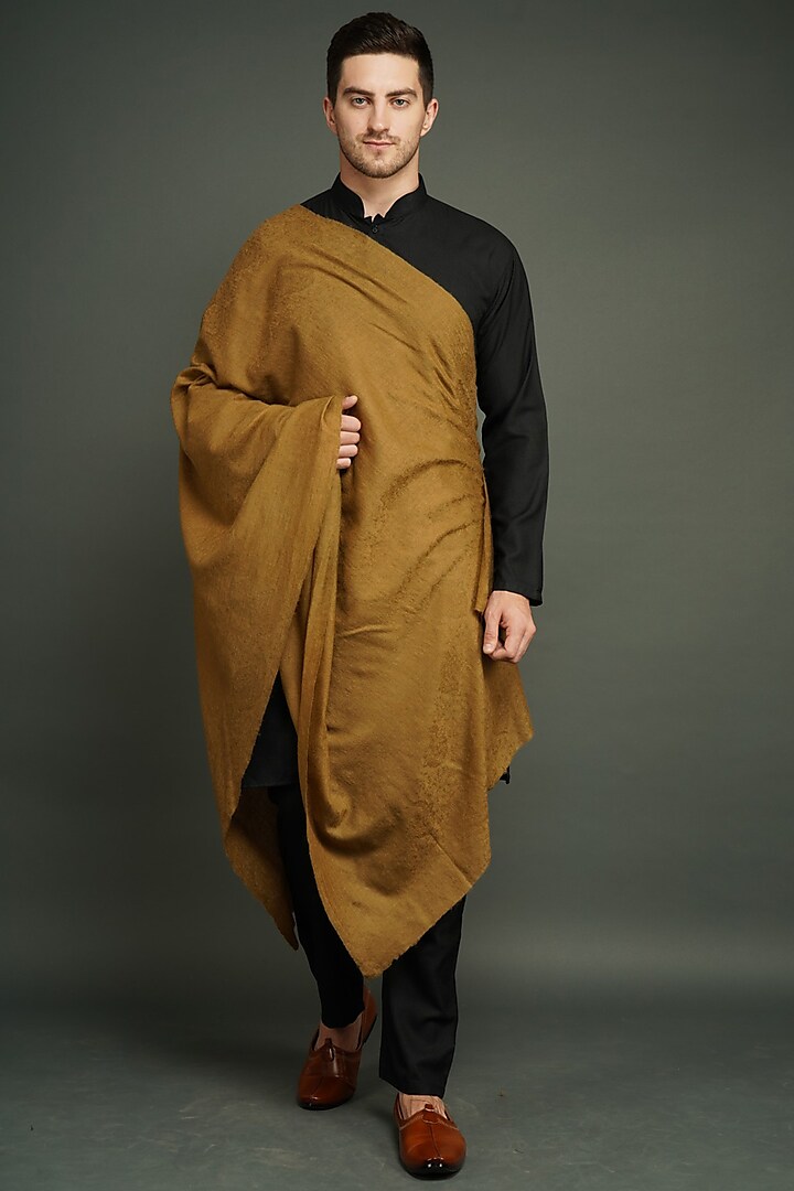Brown Handwoven Shawl by Dusala Men