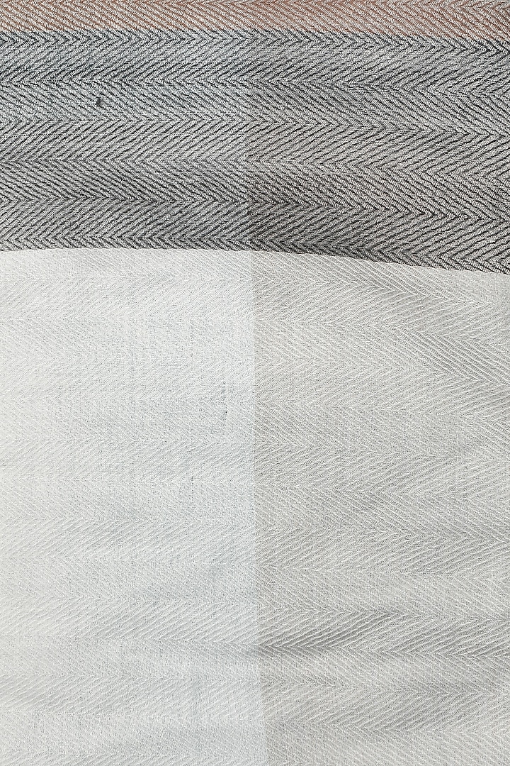 White & Grey Handwoven Stole by Dusala Men at Pernia's Pop Up Shop