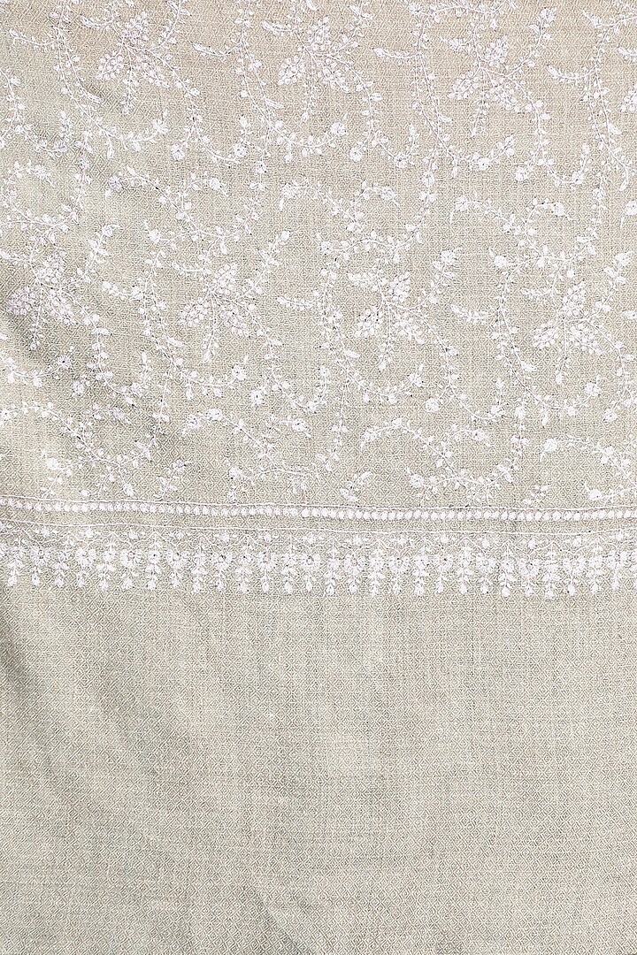 Grey Embroidered Handwoven Shawl by Dusala Men at Pernia's Pop Up Shop