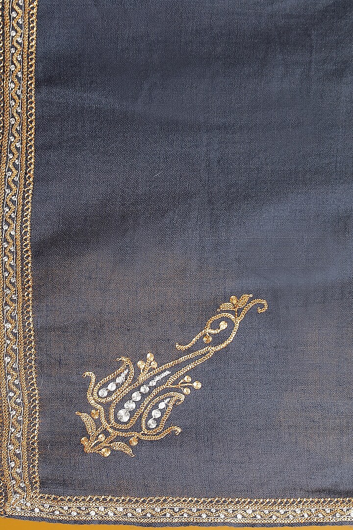 Dark Grey Pashmina Handwoven Shawl by Dusala Men at Pernia's Pop Up Shop