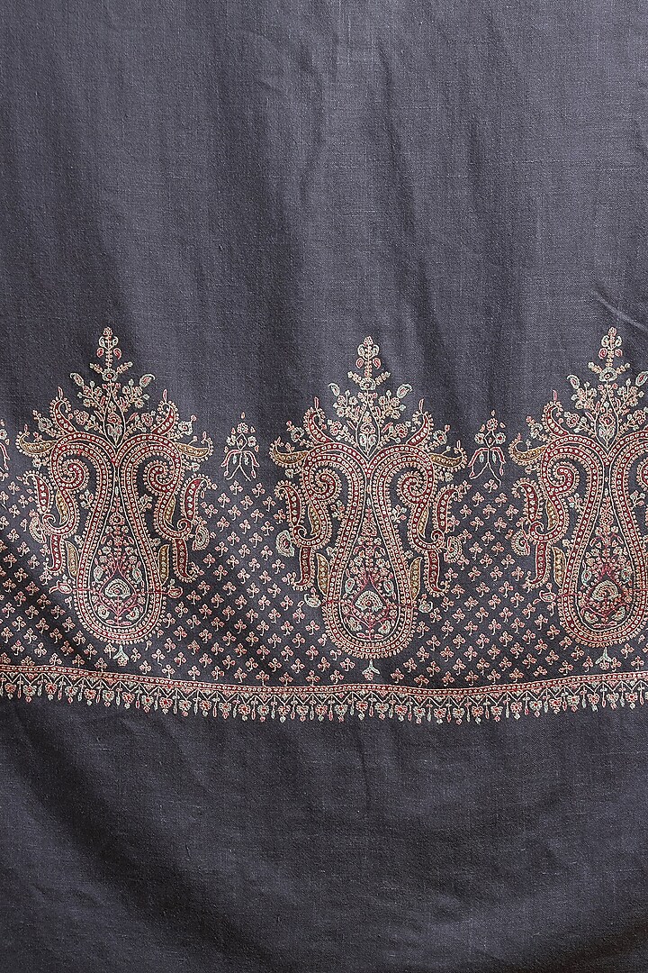 Dark Grey Handwoven Shawl by DUSALA  ACCESSORIES at Pernia's Pop Up Shop