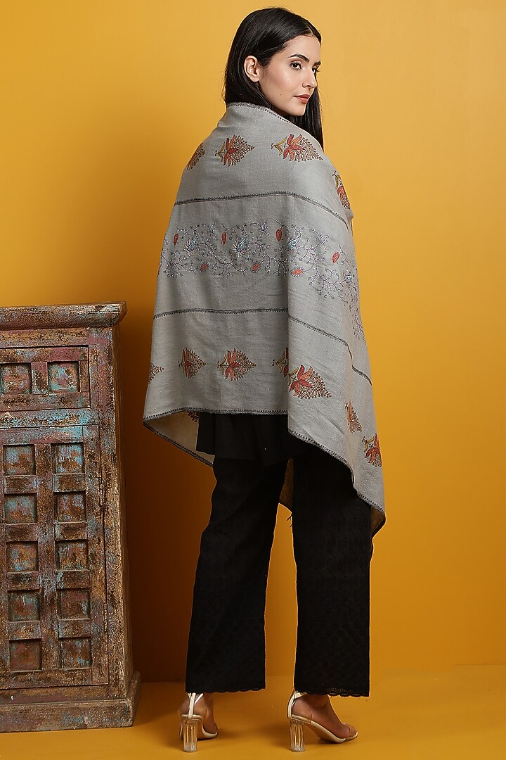 Grey Pashmina Handwoven Shawl by DUSALA ACCESSORIES at Pernia's Pop Up Shop