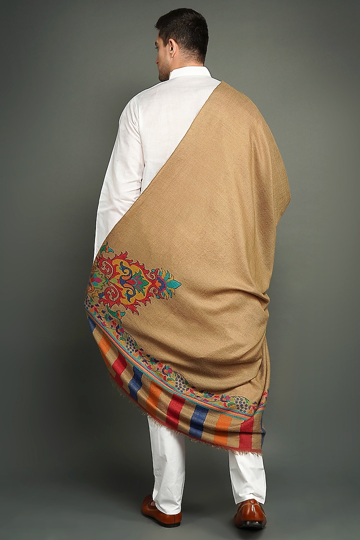 Brown Pashmina Handwoven Shawl by Dusala Men at Pernia's Pop Up Shop