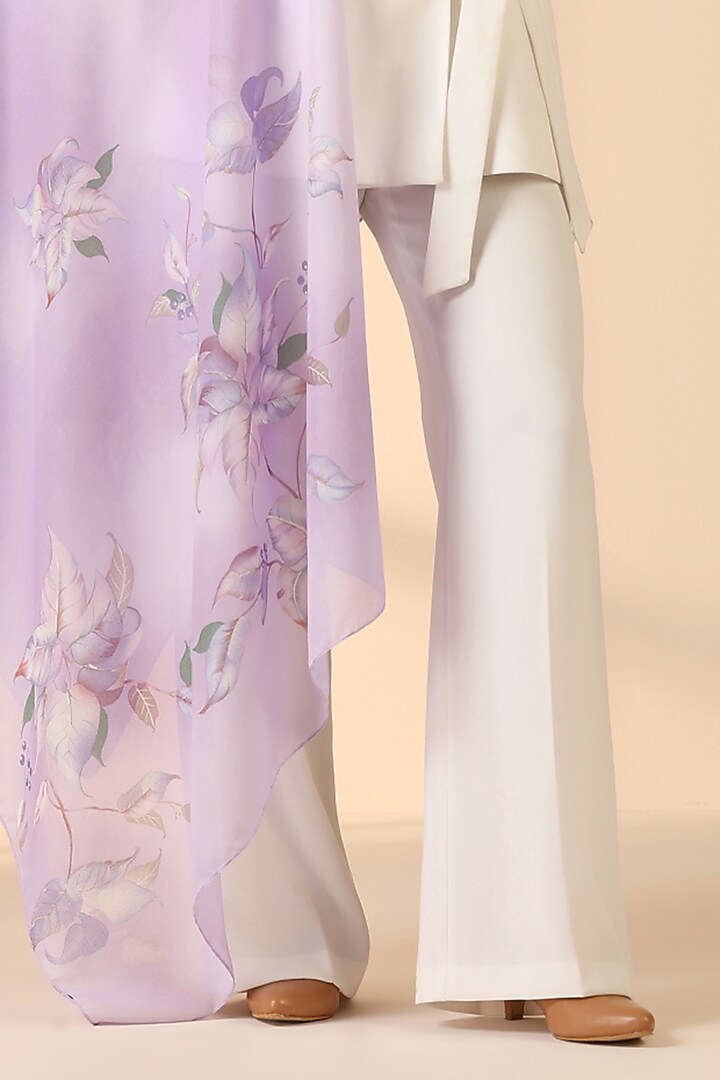 Lavender Silk Floral Scarf by DUSALA  ACCESSORIES at Pernia's Pop Up Shop