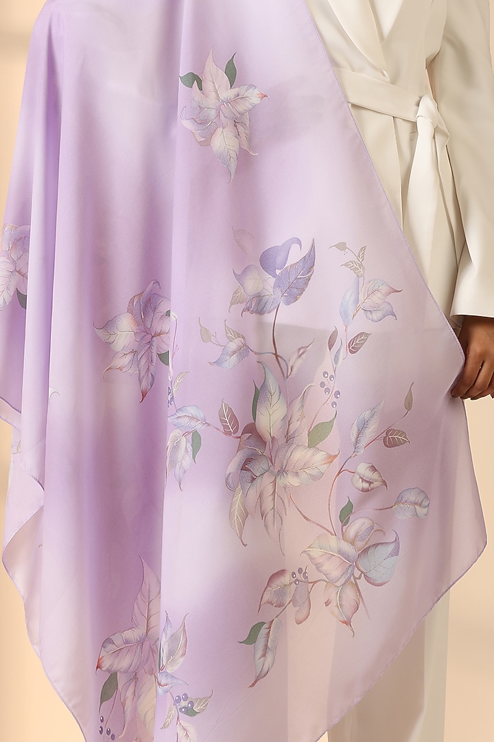 Lavender Silk Floral Scarf by DUSALA  ACCESSORIES at Pernia's Pop Up Shop
