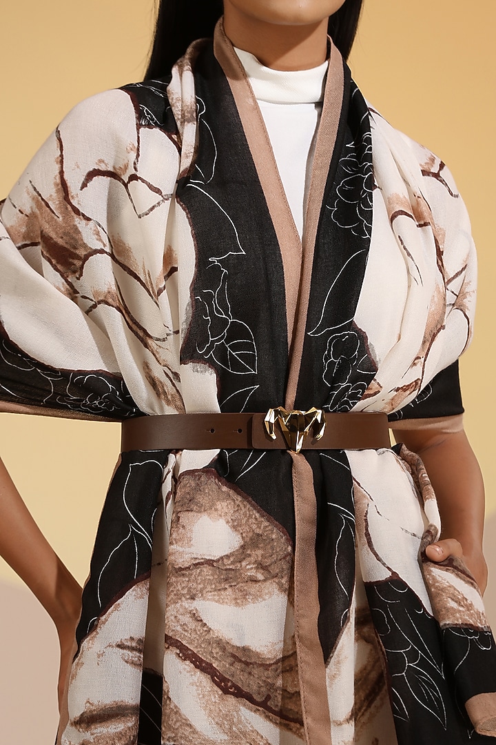 Multi-Colored Cotton Linen Floral Printed Scarf by DUSALA  ACCESSORIES at Pernia's Pop Up Shop