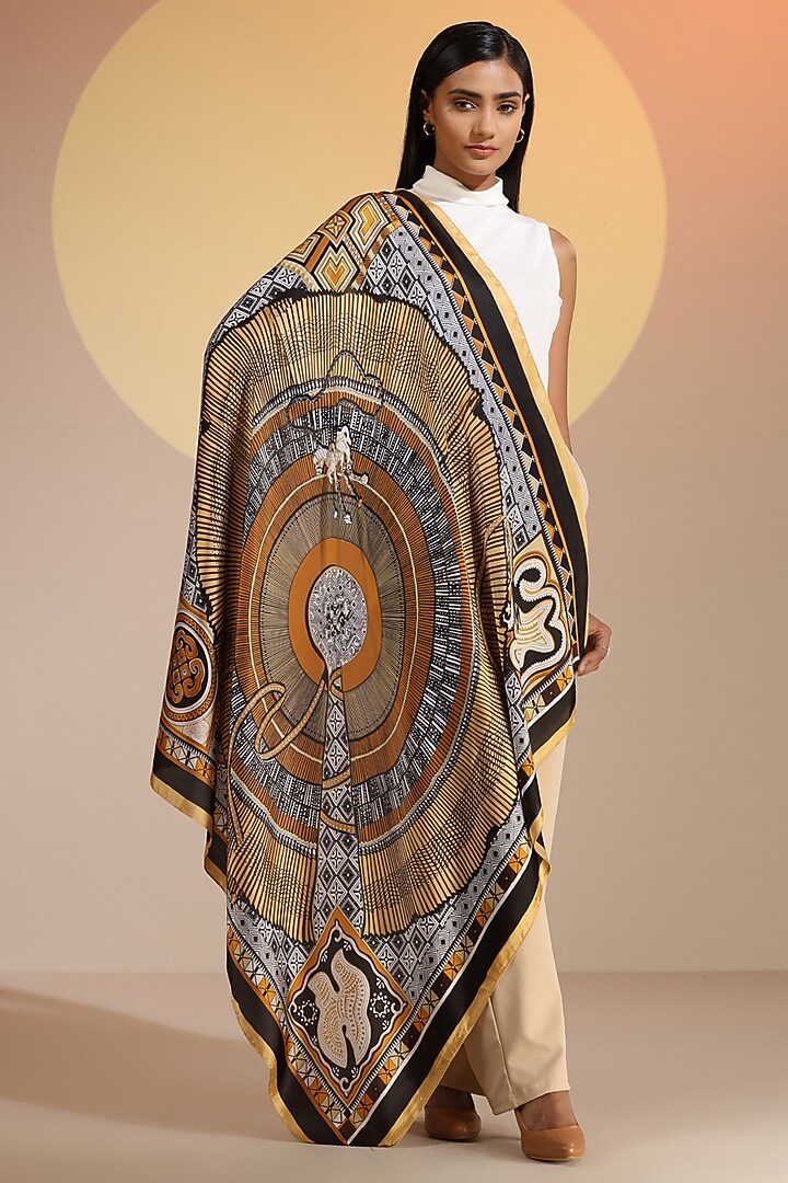 Multi-Colored Mulberry Silk Square Scarf by DUSALA  ACCESSORIES at Pernia's Pop Up Shop