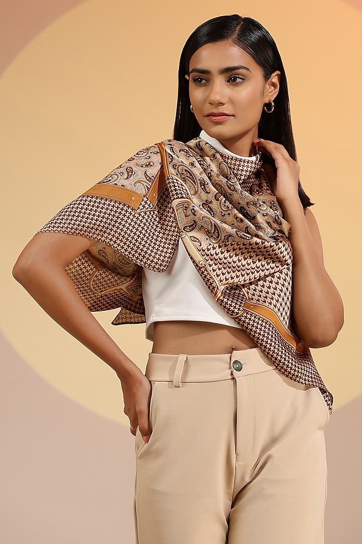 Oversized Square Scarf Japanese Orchid Cashmere Designer Silk