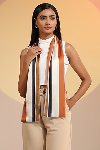 Multi-Colored Mulberry Silk Layered Neck Scarf by DUSALA  ACCESSORIES