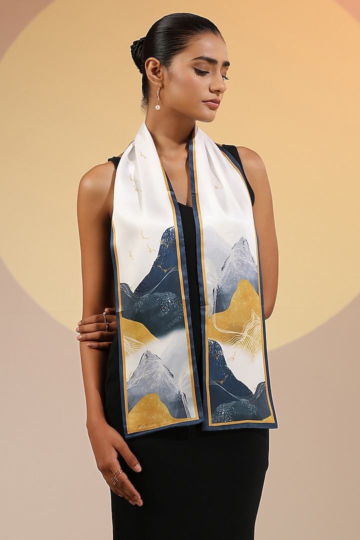 Multi-Colored Mulberry Silk Layered Neck Scarf by DUSALA  ACCESSORIES