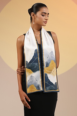 Multi-Colored Mulberry Silk Layered Neck Scarf by DUSALA  ACCESSORIES