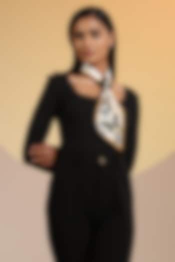 Multi-Colored Mulberry Silk Butterfly Printed Layered Neck Scarf by DUSALA  ACCESSORIES at Pernia's Pop Up Shop