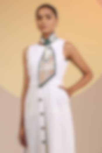 Multi-Colored Mulberry Silk Horse Printed Layered Neck Scarf by DUSALA  ACCESSORIES at Pernia's Pop Up Shop