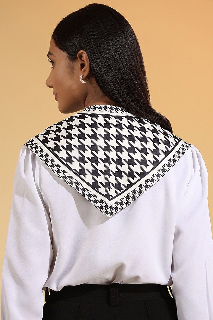 Black & White Silk Double-Sided Neck Scarf by DUSALA  ACCESSORIES at Pernia's Pop Up Shop