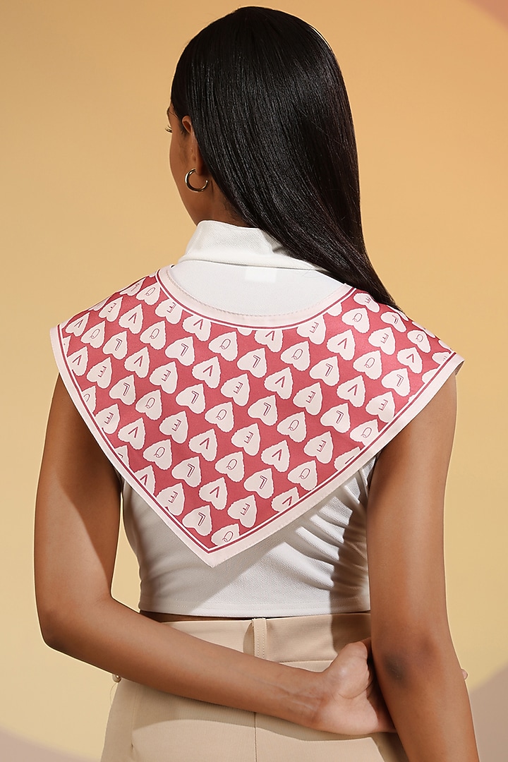 White & Red Silk Double-Sided Neck Scarf by DUSALA  ACCESSORIES at Pernia's Pop Up Shop