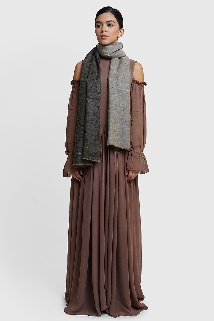 Grey & Black Reversible Shawl by DUSALA  ACCESSORIES at Pernia's Pop Up Shop