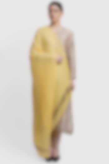 Light Yellow Stole With Stone Work by DUSALA  ACCESSORIES at Pernia's Pop Up Shop