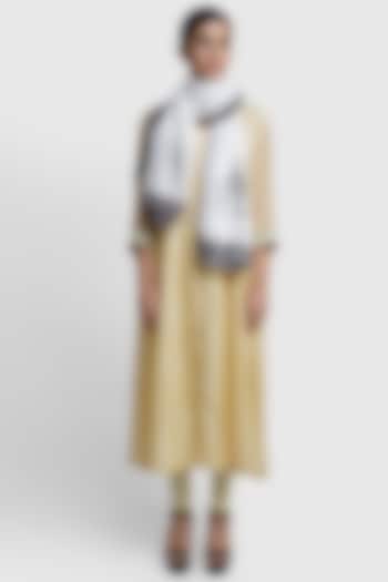 Ivory Stole With Black Print by DUSALA  ACCESSORIES at Pernia's Pop Up Shop