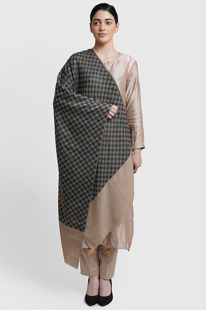 Grey Stole With Black Checks by Dusala