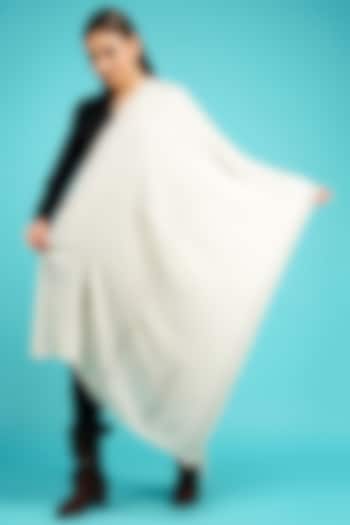 White Pashmina Blend Stole by DUSALA  ACCESSORIES at Pernia's Pop Up Shop