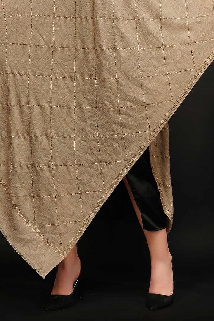 Beige Handmade Stole by DUSALA ACCESSORIES at Pernia's Pop Up Shop