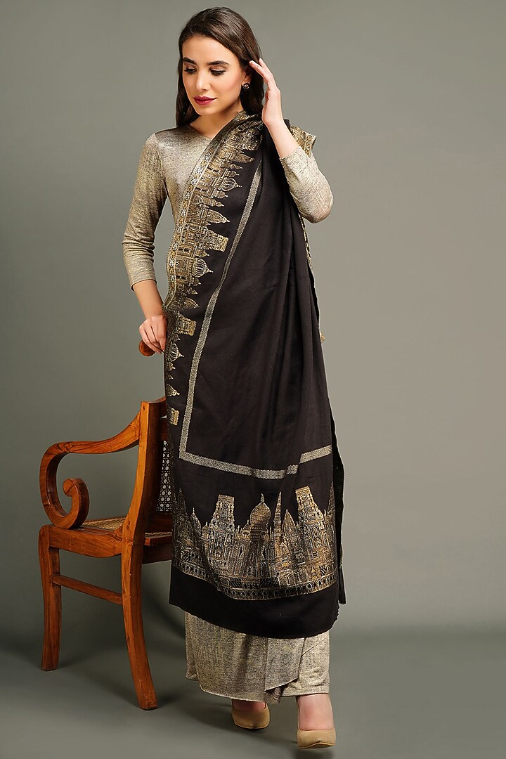 Black Pashmina Stole by DUSALA ACCESSORIES at Pernia's Pop Up Shop