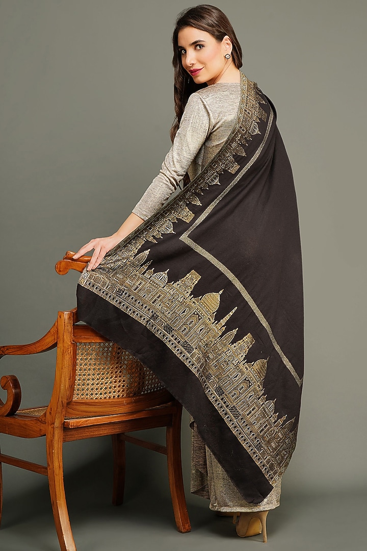 Black Pashmina Stole by DUSALA ACCESSORIES at Pernia's Pop Up Shop