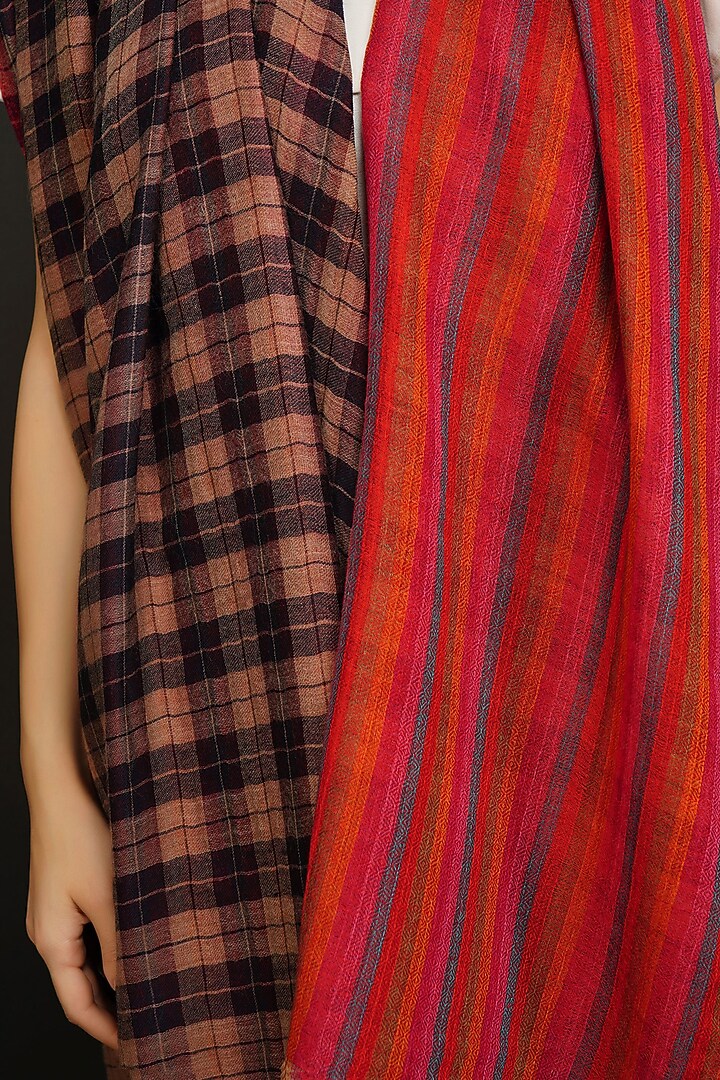 Red & Black Pashmina Shawl by DUSALA ACCESSORIES at Pernia's Pop Up Shop