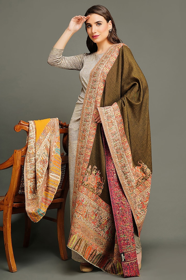 Brown Pashmina Shawl by DUSALA  ACCESSORIES at Pernia's Pop Up Shop