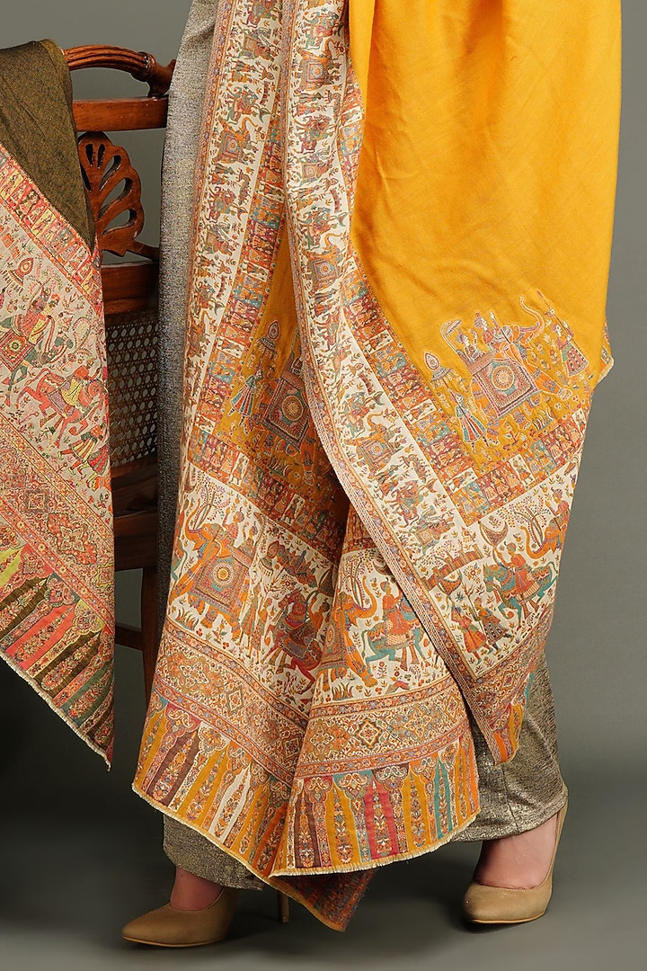 Mustard Pashmina Shawl by DUSALA ACCESSORIES at Pernia's Pop Up Shop