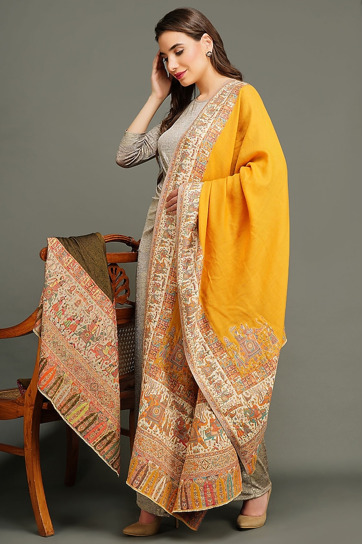 Mustard Pashmina Shawl by DUSALA ACCESSORIES at Pernia's Pop Up Shop