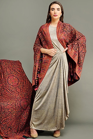 Multi-Colored Handmade Pashmina Shawl by DUSALA  ACCESSORIES