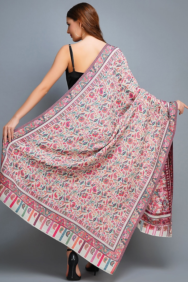 White Cashmere Fine Wool Shawl by DUSALA  ACCESSORIES at Pernia's Pop Up Shop