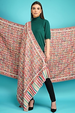 Multi-Colored Cashmere Fine Wool Shawl by DUSALA  ACCESSORIES