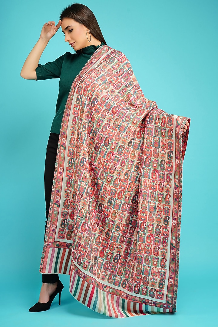 Multi-Colored Cashmere Fine Wool Shawl by DUSALA  ACCESSORIES at Pernia's Pop Up Shop