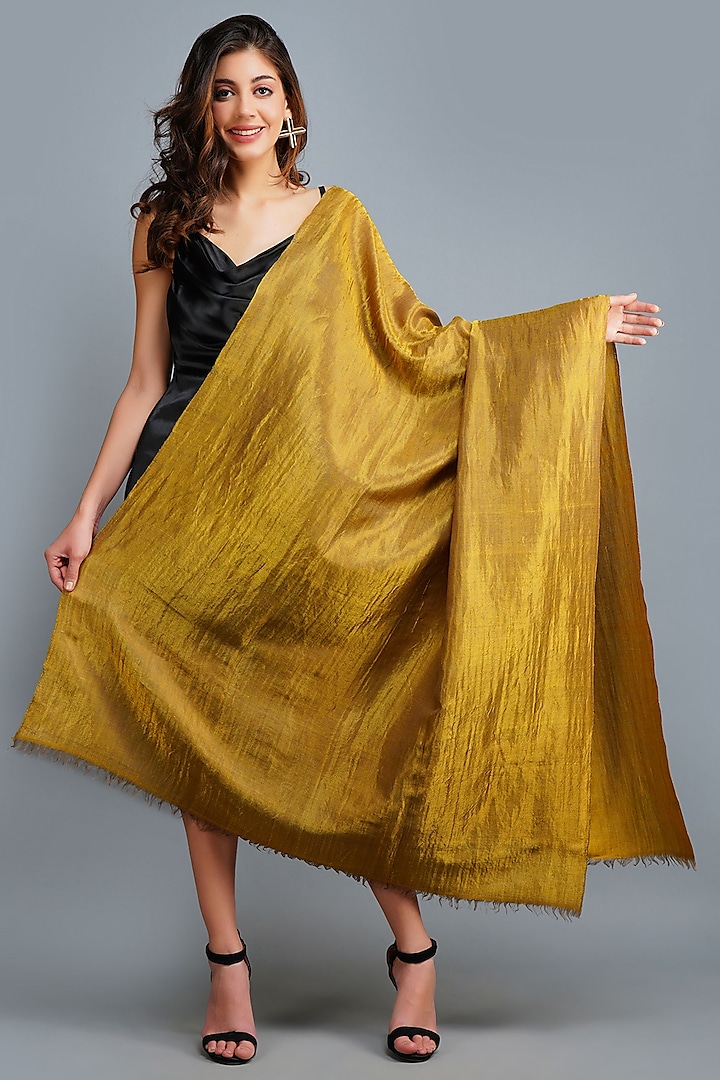 Golden Handwoven Shawl by Dusala