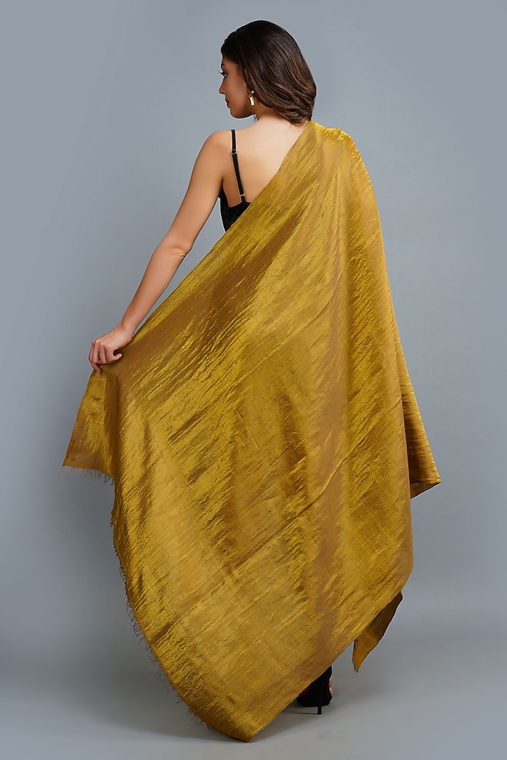 Golden Handwoven Shawl by DUSALA  ACCESSORIES at Pernia's Pop Up Shop