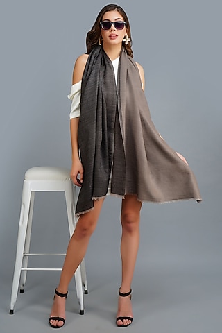 Silver & Black Handwoven Stole by DUSALA  ACCESSORIES