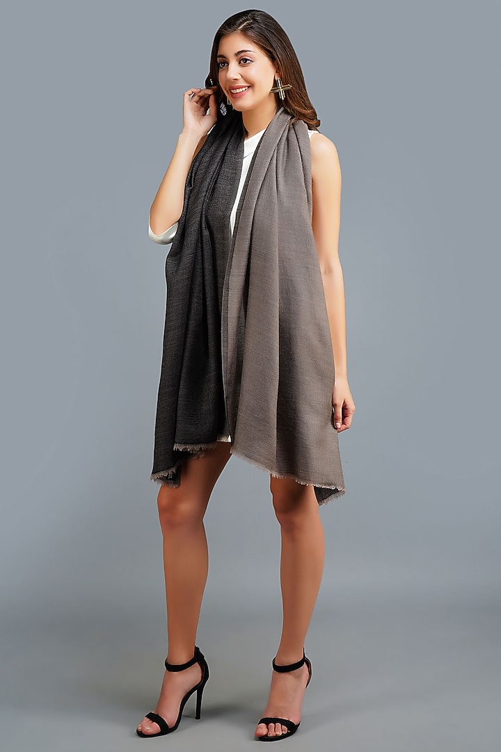 Silver & Black Handwoven Stole by DUSALA ACCESSORIES at Pernia's Pop Up Shop