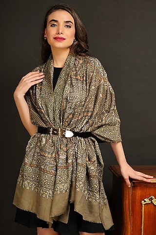 Brown Handwoven Shawl by DUSALA  ACCESSORIES