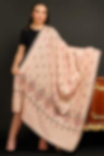 Beige Handwoven Kalamkari Shawl by DUSALA  ACCESSORIES at Pernia's Pop Up Shop