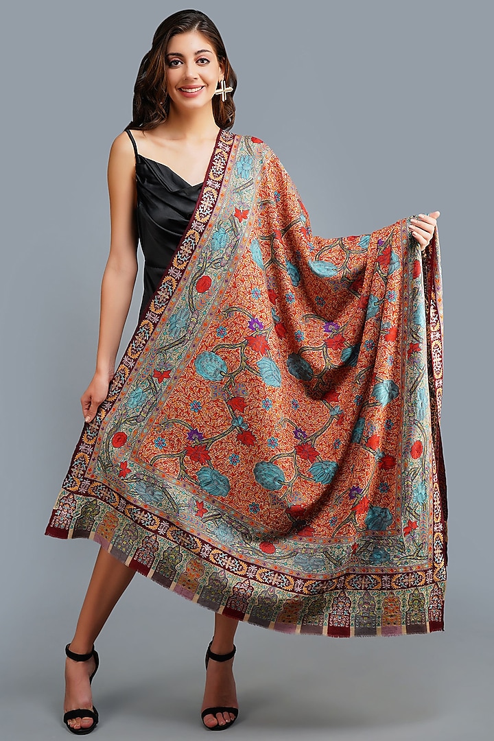 Multi-Colored Hand Painted Shawl by Dusala