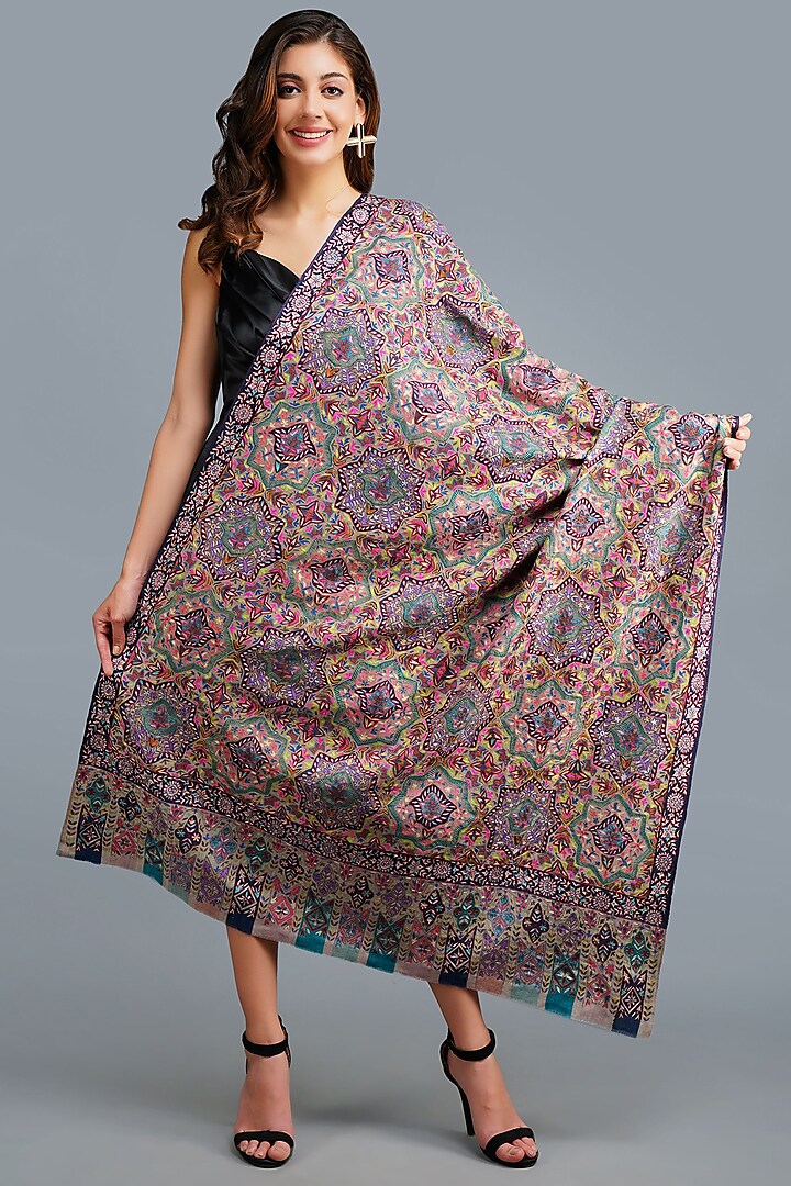 Multi-Colored Pashmina Handwoven Shawl by Dusala