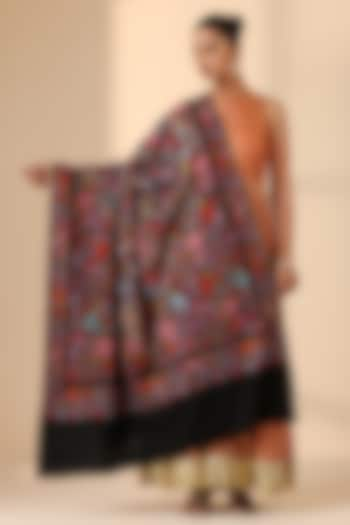 Multi-Colored Pashmina Wool Embroidered Handwoven Shawl by DUSALA  ACCESSORIES at Pernia's Pop Up Shop