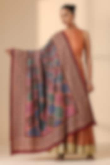 Multi-Colored Pashmina Wool Kalamkari Work Handwoven Shawl by DUSALA  ACCESSORIES