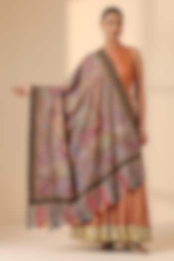 Multi-Colored Pashmina Wool Kalamkari Work Handwoven Shawl by DUSALA  ACCESSORIES