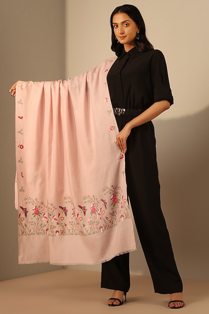Peach Handmade Pashmina Shawl by DUSALA  ACCESSORIES at Pernia's Pop Up Shop