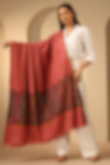 Peach Handmade Pashmina Shawl by DUSALA  ACCESSORIES at Pernia's Pop Up Shop