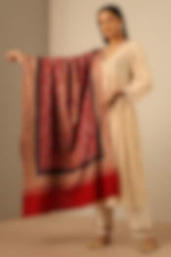 Red Handmade Pashmina Shawl by DUSALA  ACCESSORIES